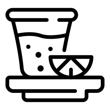 Limonlu çay bardağı ikonu, taslak tarzı