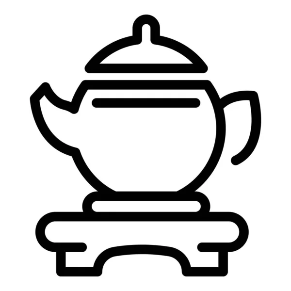 茶壶图标,轮廓风格 — 图库矢量图片