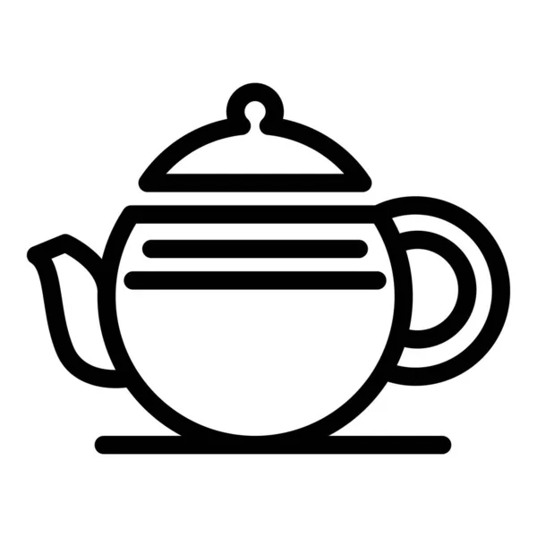 Μαύρο τσάι κατσαρόλα εικονίδιο, περίγραμμα στυλ — Διανυσματικό Αρχείο