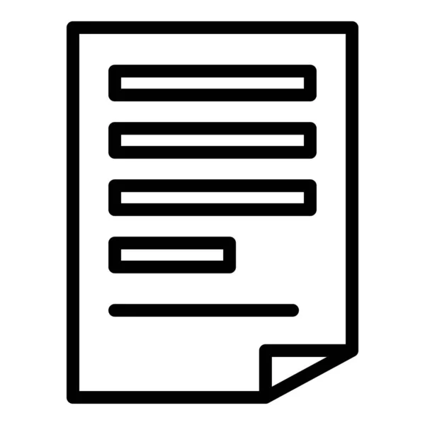 Icona del rapporto documento di carta, stile contorno — Vettoriale Stock