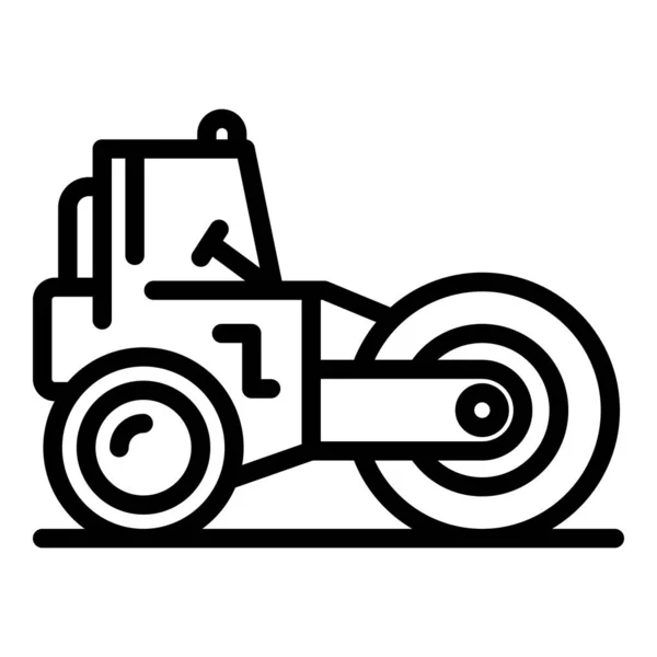 Road roller machinery icon, outline style — Stock Vector