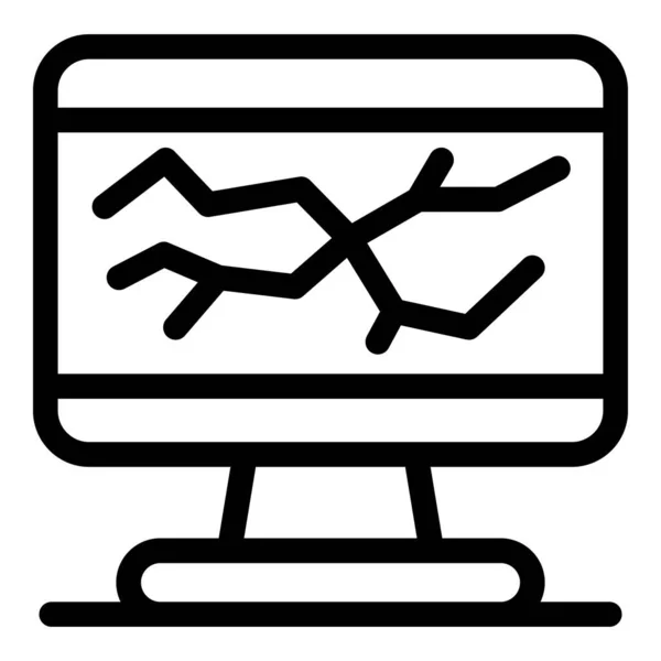 Törött számítógép monitor ikon, körvonalazott stílus — Stock Vector
