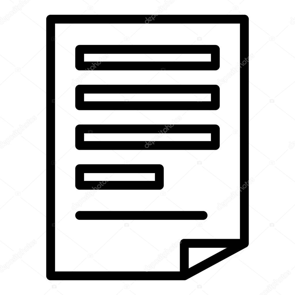 Paper document report icon, outline style