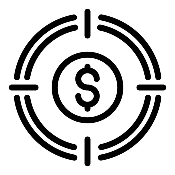 Icona di destinazione denaro, stile contorno — Vettoriale Stock