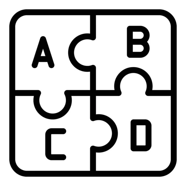 Puzzels met de letter pictogram, omtrek stijl — Stockvector