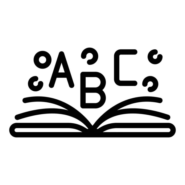 Otwarta ikona abc książki, styl konturu — Wektor stockowy