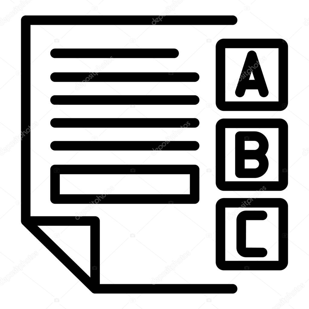 Examination sheet icon, outline style