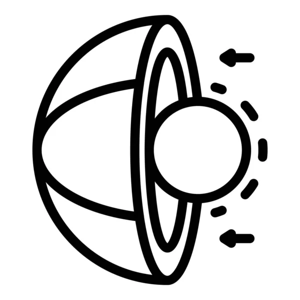 Sectional core and planet icon, outline style — 스톡 벡터