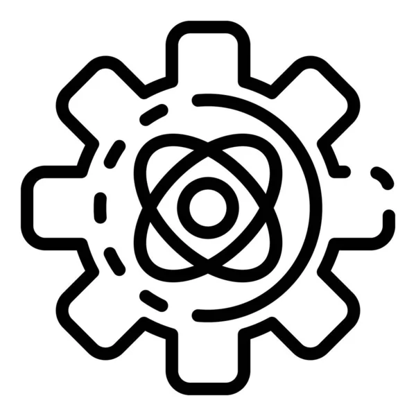 Gear with atom icon, körvonalazott stílus — Stock Vector
