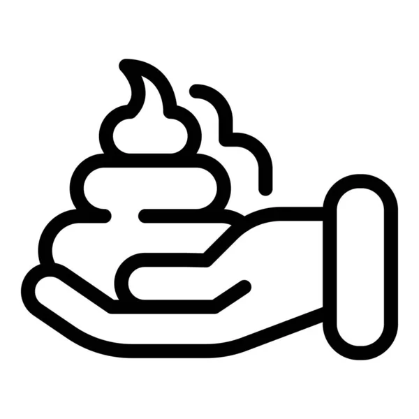 Crema en el icono de la palma, estilo de contorno — Vector de stock