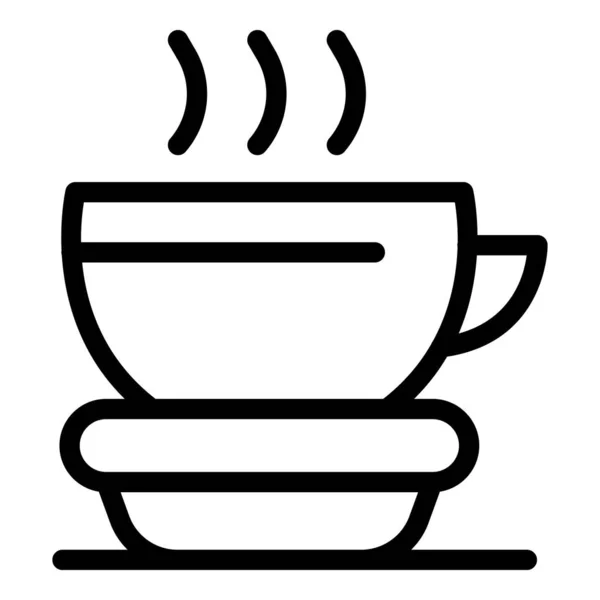 Ref. Hot cup tea icon, outline style — стоковый вектор