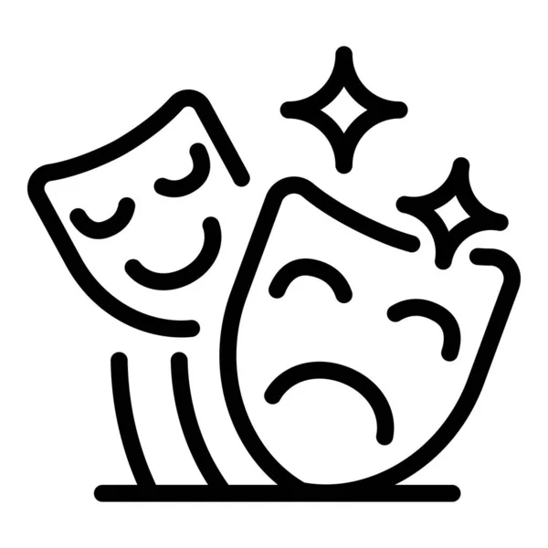 Drama masks icon, outline style — Stockvektor