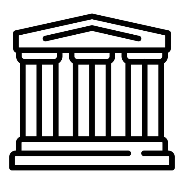 Icona del tempio greco, stile contorno — Vettoriale Stock