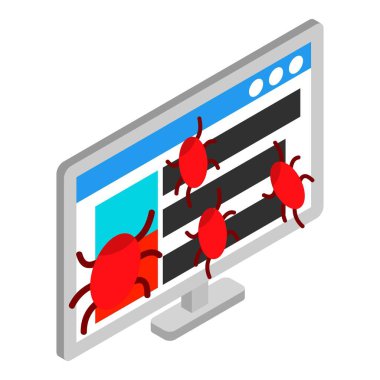 Web sitesi virüs simgesi, izometrik biçim