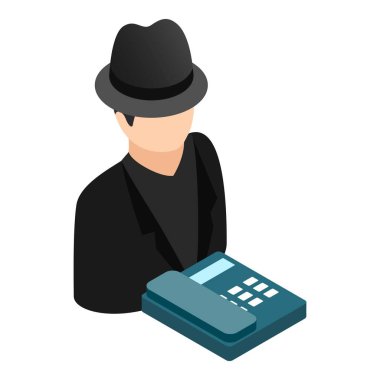 Telephone fraud icon, isometric style clipart