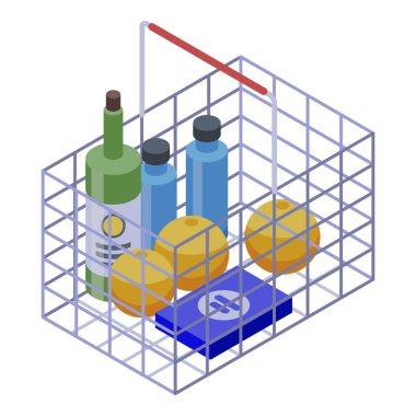 Alışveriş sepeti simgesinde eşölçülü ürünler
