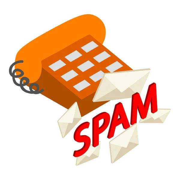 Icône d'avertissement de spam, style isométrique — Image vectorielle