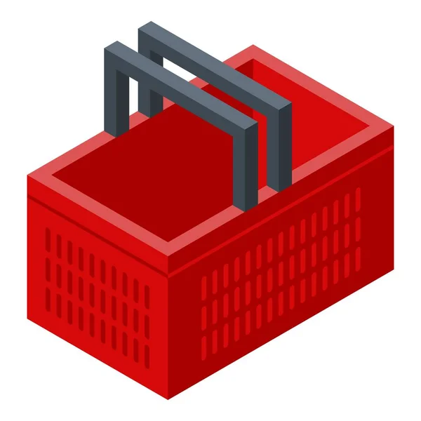 Ref. Red supermarket basket icon, isometric style — стоковый вектор