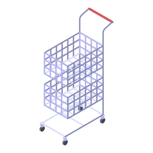 Double shop cart icon, isometric style — Stock Vector