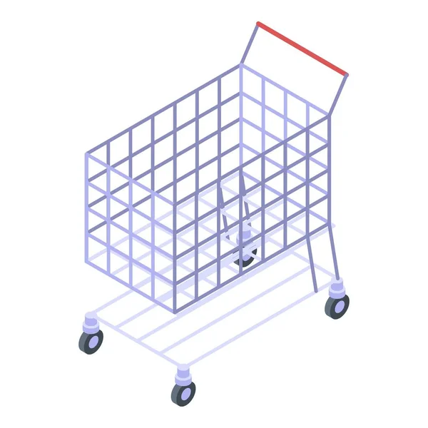 Icône de chariot de centre commercial, style isométrique — Image vectorielle