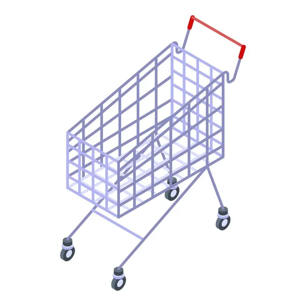 Icona del carrello del negozio di metallo, stile isometrico — Vettoriale Stock