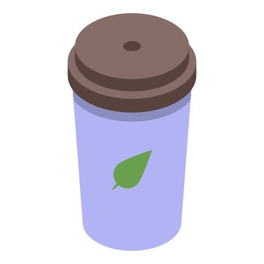 Plastik çay fincanı simgesi, izometrik stil