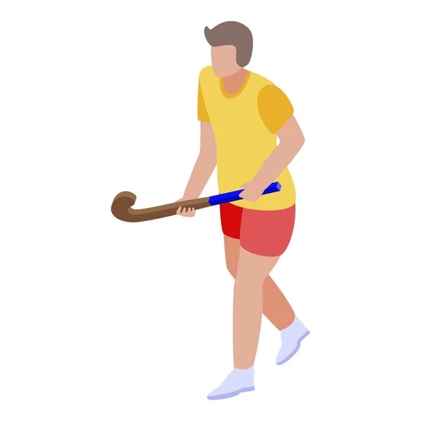 Icône de joueur de hockey sur gazon, style isométrique — Image vectorielle