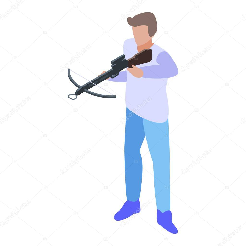 Crossbow shooter icon. Isometric of crossbow shooter vector icon for web design isolated on white background