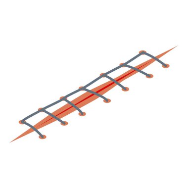 Yaralanma dikiş simgesi, izometrik biçim