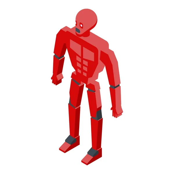 红色机器人人形图标，等距样式 — 图库矢量图片