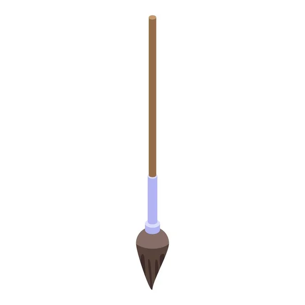 Witch broom icon, isometric style — Stock Vector