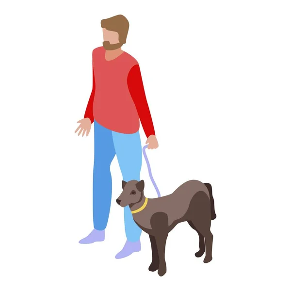 Pes pomáhá slepé osobě ikona, izometrický styl — Stockový vektor