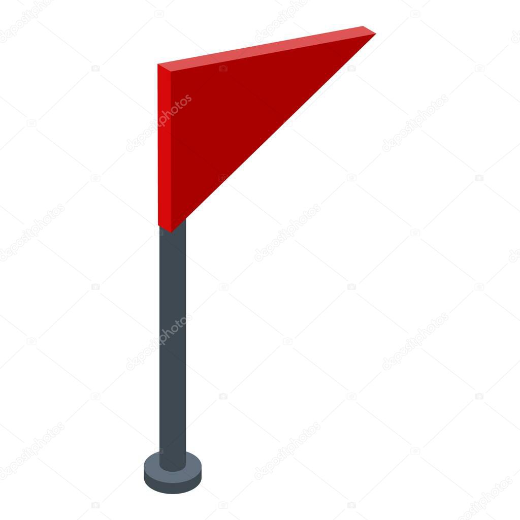 Climbing red flag icon, isometric style