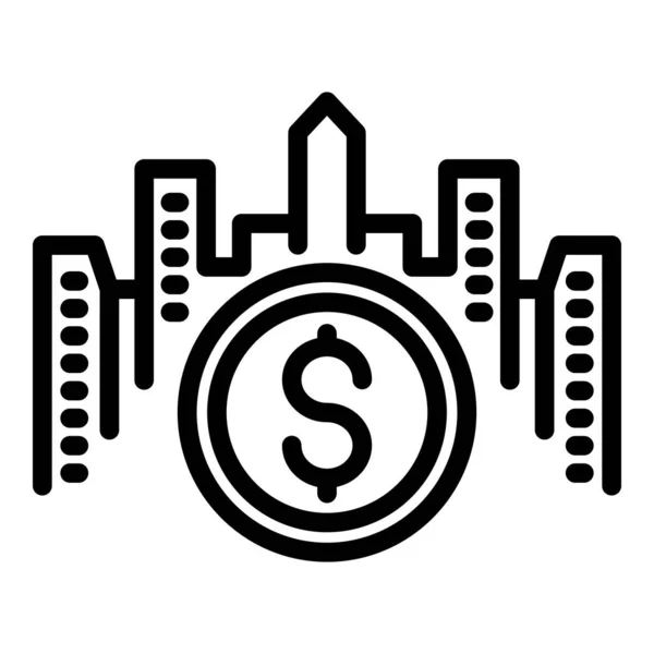 City economic damage icon, outline style — Stock Vector