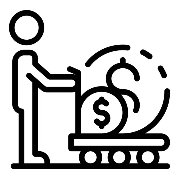 Zachovat ikonu vozíku s penězi, styl osnovy — Stockový vektor