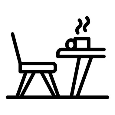 Fransız sabah kahve ikonu, taslak tarzı.