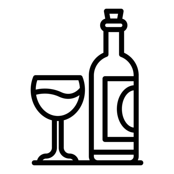 Franse wijnfles glas pictogram, omtrek stijl — Stockvector