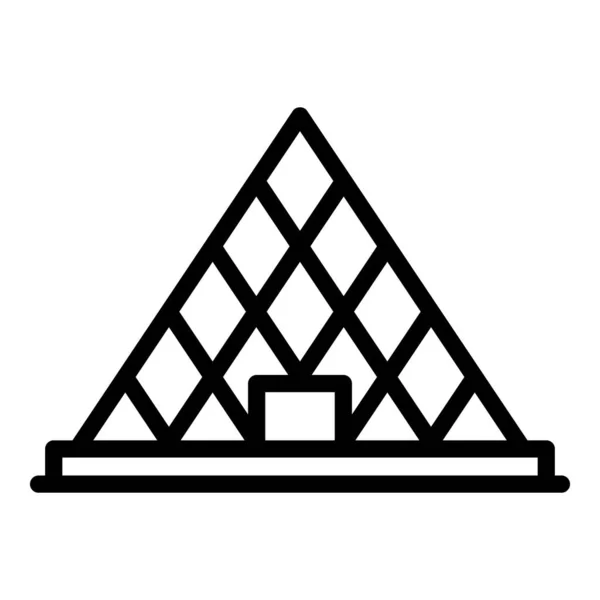 Icône pyramide de verre français, style contour — Image vectorielle