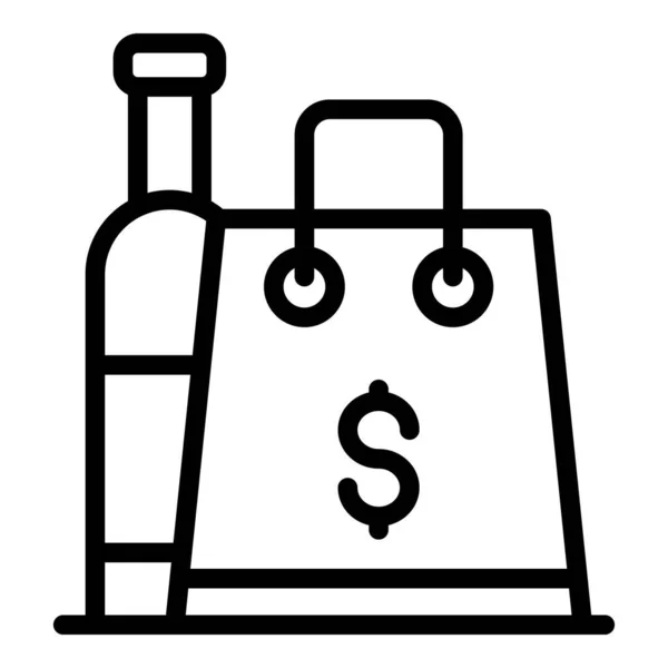 Icono de botella de vino libre de impuestos, estilo de esquema — Vector de stock