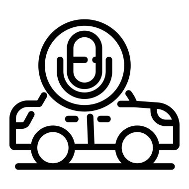 Voice assistant driverless car icon, outline style clipart