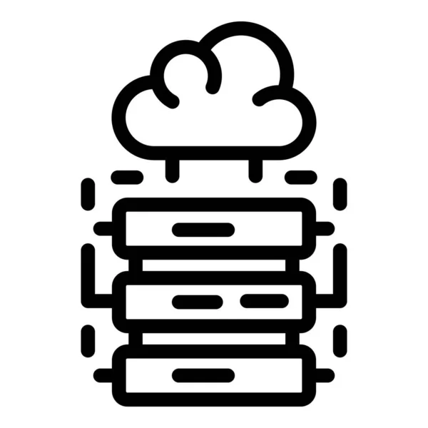 Значок облака данных сервера, стиль контура — стоковый вектор