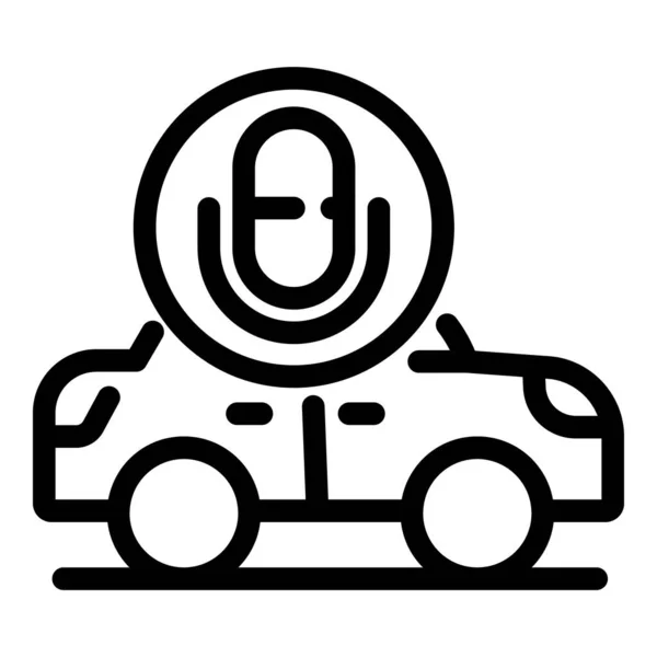 Голосовой помощник без водителя иконка автомобиля, стиль контура — стоковый вектор