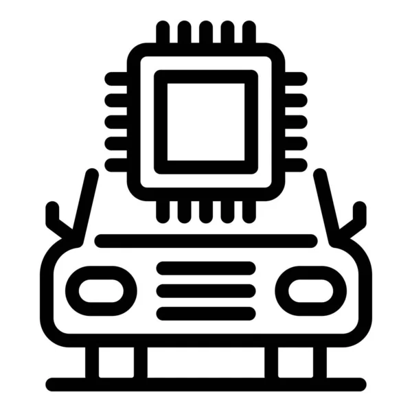 Ícone processador de carro inteligente, estilo esboço —  Vetores de Stock