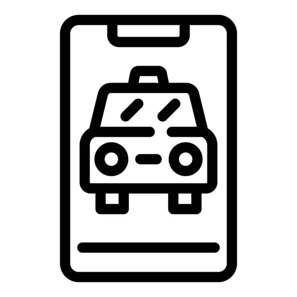 Check smartphone taxi icon, outline style — Stock Vector