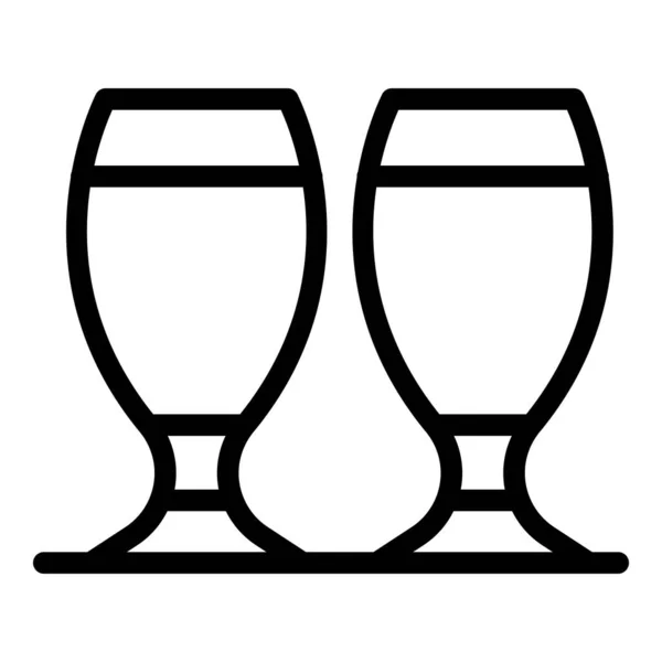 Twee bierglazen icoon, omtrek stijl — Stockvector