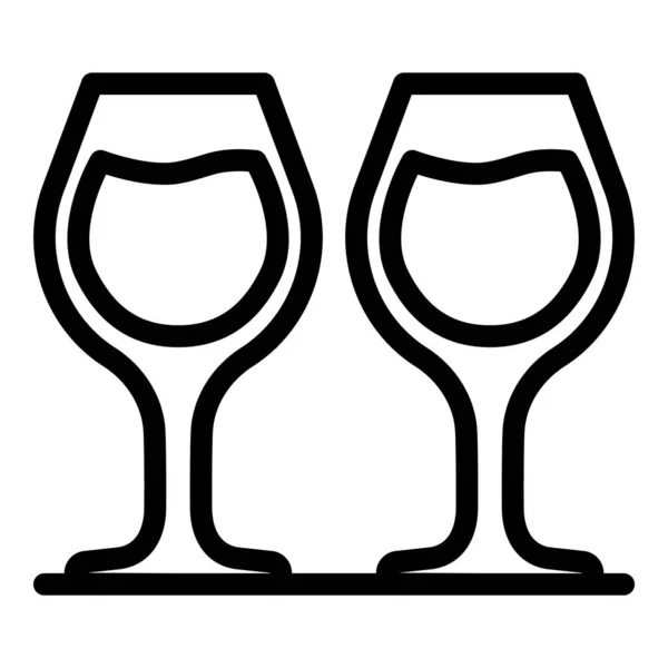 Icona bicchieri, stile contorno — Vettoriale Stock
