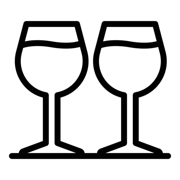 Party wine glasses icon, outline style — Stock Vector