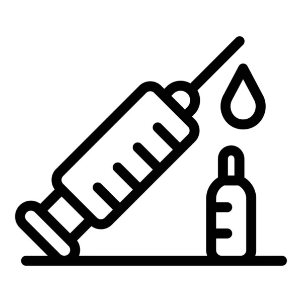 Icône d'injection de seringue, style contour — Image vectorielle