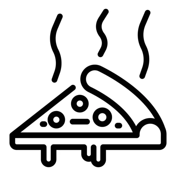 Gorący plasterek pizzy ikona, zarys stylu — Wektor stockowy