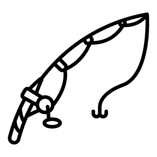 Icono de caña de pescador, estilo de esquema — Vector de stock